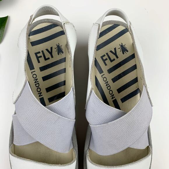 Fly London Bime Slingback Platform Wedge Sandals White Grey Women's 38 US 7.5 8 - Picture 5 of 14